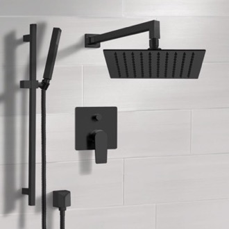 Shower Faucet Matte Black Shower Set With Rain Shower Head and Hand Shower Remer SFR46